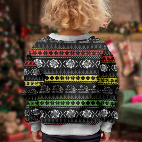 Panthers Rugby Christmas Kid Ugly Christmas Sweater Aboriginal Seamless Cardigan Inspired