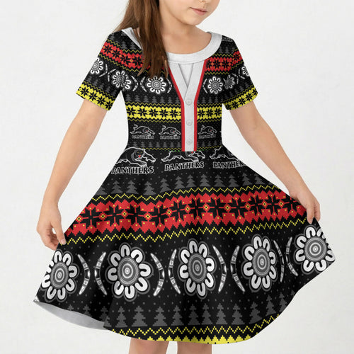 Panthers Rugby Christmas Kid Short Sleeve Dress Aboriginal Seamless Cardigan Inspired