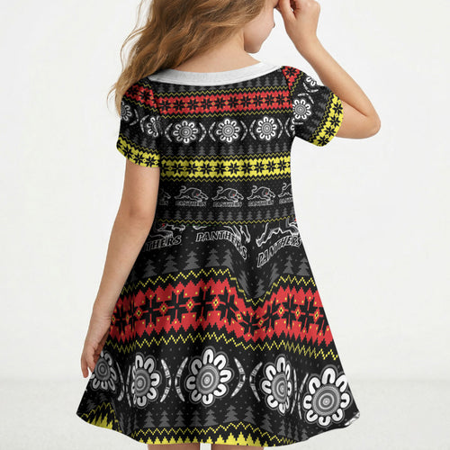 Panthers Rugby Christmas Kid Short Sleeve Dress Aboriginal Seamless Cardigan Inspired