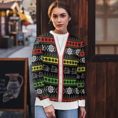 Panthers Rugby Christmas Ugly Christmas Sweater Aboriginal Seamless Cardigan Inspired