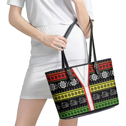 Panthers Rugby Christmas Leather Tote Bag Aboriginal Seamless Cardigan Inspired