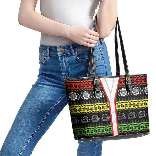 Panthers Rugby Christmas Leather Tote Bag Aboriginal Seamless Cardigan Inspired