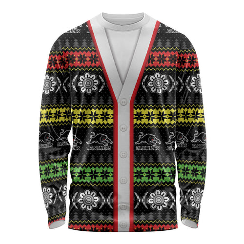 Panthers Rugby Christmas Long Sleeve Shirt Aboriginal Seamless Cardigan Inspired