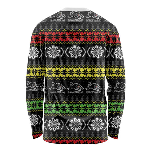 Panthers Rugby Christmas Long Sleeve Shirt Aboriginal Seamless Cardigan Inspired