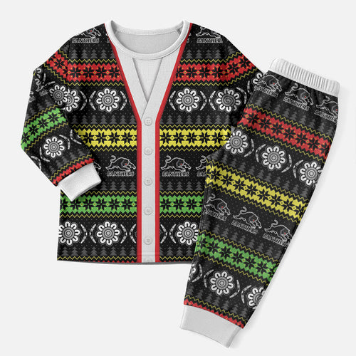 Panthers Rugby Christmas Pajama Set Aboriginal Seamless Cardigan Inspired