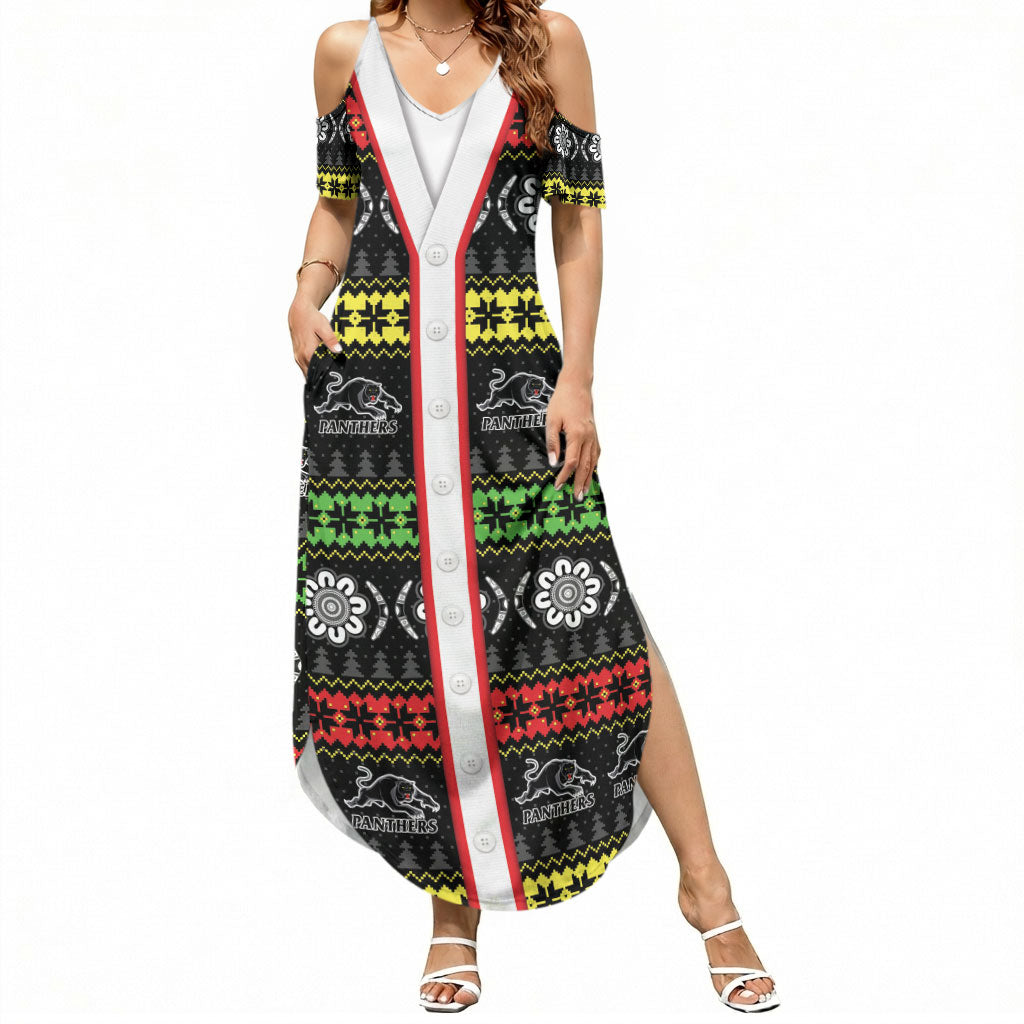 Panthers Rugby Christmas Summer Maxi Dress Aboriginal Seamless Cardigan Inspired
