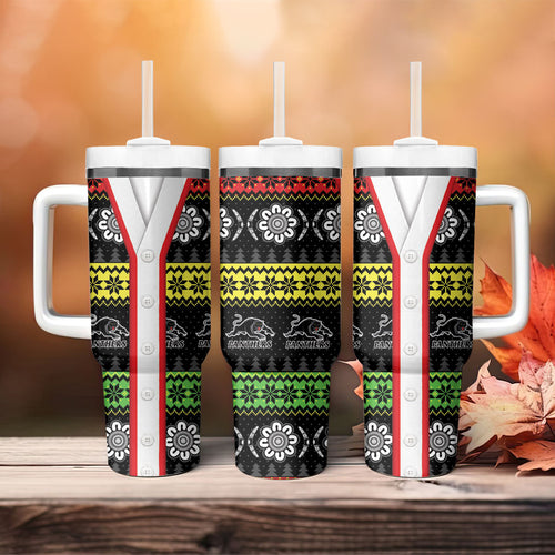 Panthers Rugby Christmas Tumbler With Handle Aboriginal Seamless Cardigan Inspired