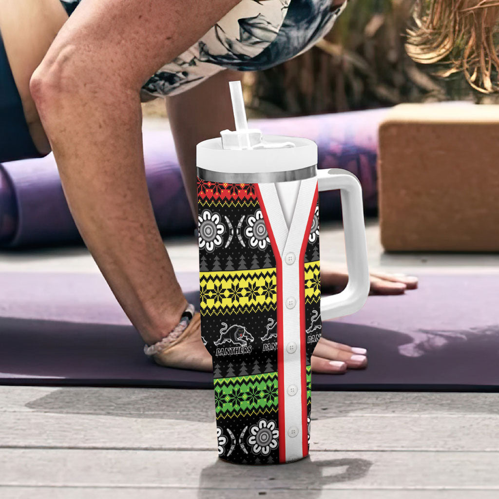 Panthers Rugby Christmas Tumbler With Handle Aboriginal Seamless Cardigan Inspired