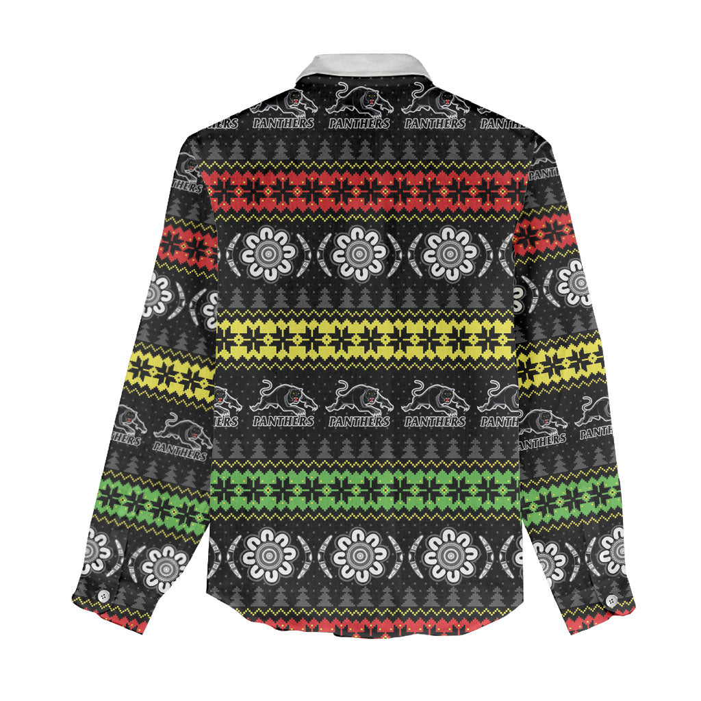 Panthers Rugby Christmas Women Casual Shirt Aboriginal Seamless Cardigan Inspired