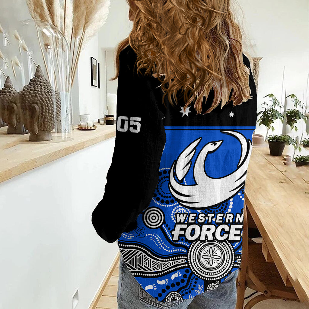 Western Force Super Rugby 2023 Women Casual Shirt Est 2005 Indigenous Art LT14