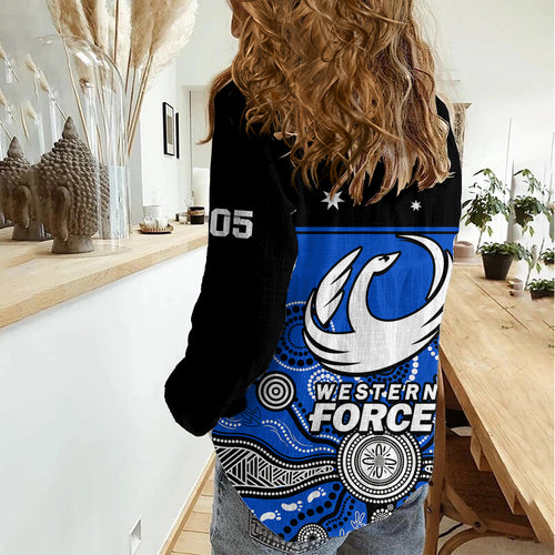 Western Force Super Rugby 2023 Women Casual Shirt Est 2005 Indigenous Art LT14