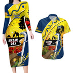 Cowboys ANZAC Day Couples Matching Long Sleeve Bodycon Dress and Hawaiian Shirt Rosemary Starring Night Style