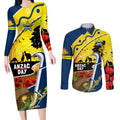 Cowboys ANZAC Day Couples Matching Long Sleeve Bodycon Dress and Long Sleeve Button Shirt Rosemary Starring Night Style