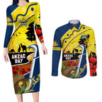 Cowboys ANZAC Day Couples Matching Long Sleeve Bodycon Dress and Long Sleeve Button Shirt Rosemary Starring Night Style