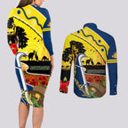 Cowboys ANZAC Day Couples Matching Long Sleeve Bodycon Dress and Long Sleeve Button Shirt Rosemary Starring Night Style