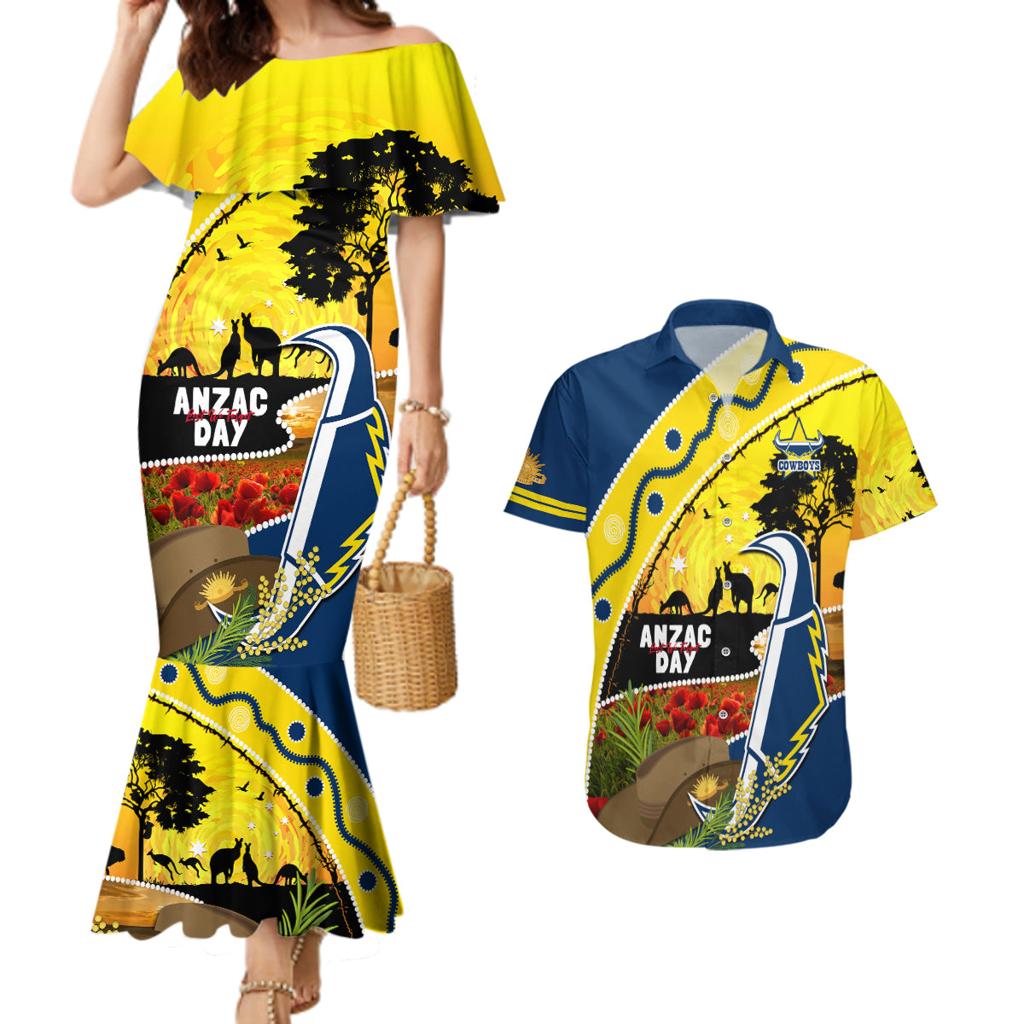 Cowboys ANZAC Day Couples Matching Mermaid Dress and Hawaiian Shirt Rosemary Starring Night Style