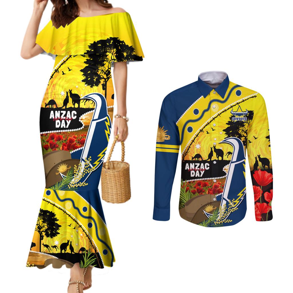 Cowboys ANZAC Day Couples Matching Mermaid Dress and Long Sleeve Button Shirt Rosemary Starring Night Style