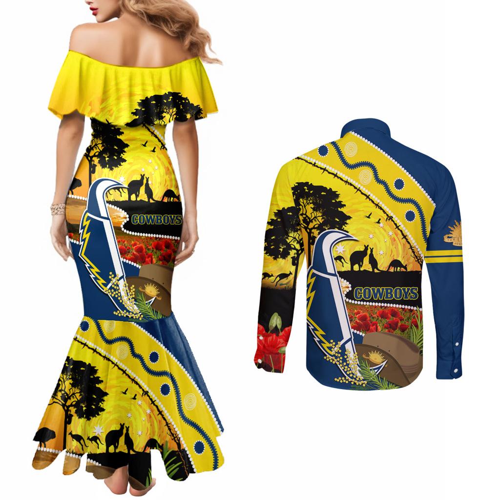 Cowboys ANZAC Day Couples Matching Mermaid Dress and Long Sleeve Button Shirt Rosemary Starring Night Style