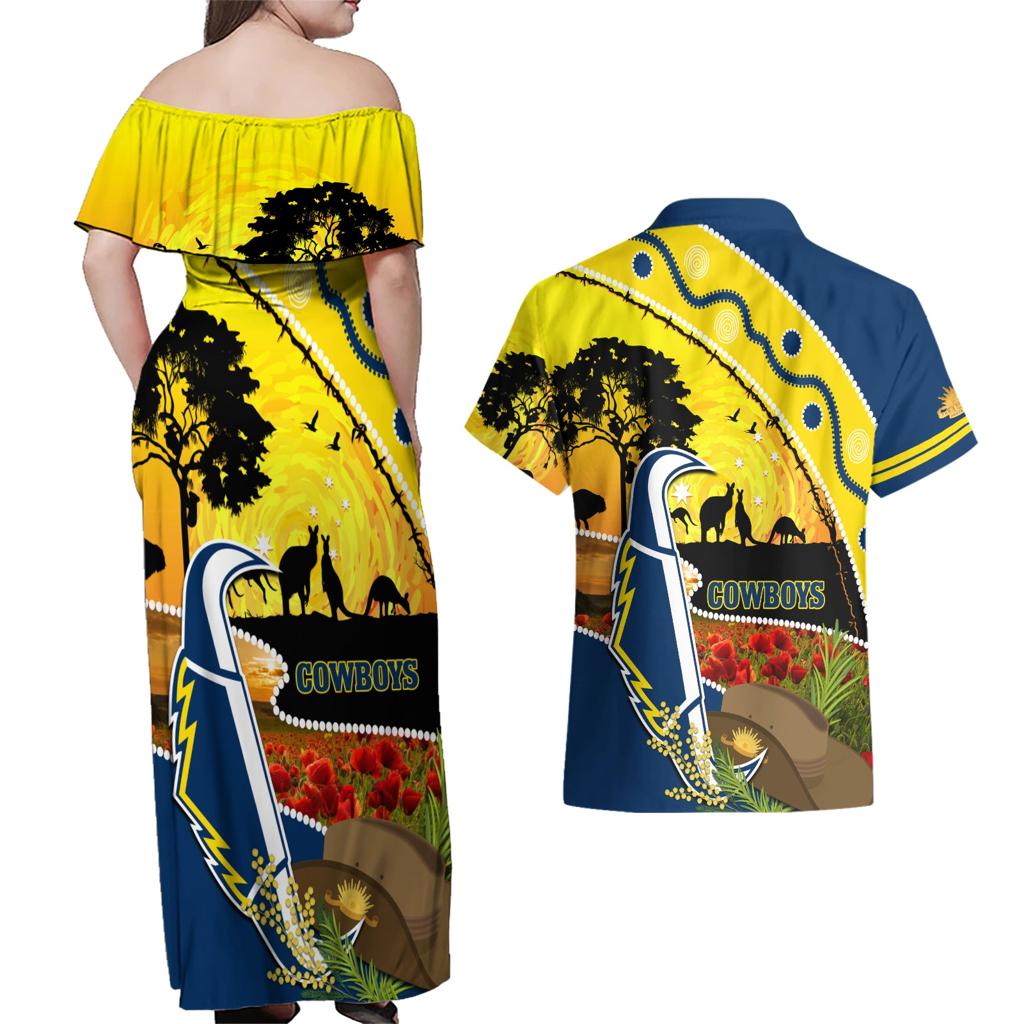 Cowboys ANZAC Day Couples Matching Off Shoulder Maxi Dress and Hawaiian Shirt Rosemary Starring Night Style