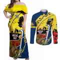 Cowboys ANZAC Day Couples Matching Off Shoulder Maxi Dress and Long Sleeve Button Shirt Rosemary Starring Night Style