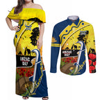 Cowboys ANZAC Day Couples Matching Off Shoulder Maxi Dress and Long Sleeve Button Shirt Rosemary Starring Night Style