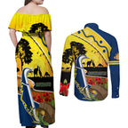 Cowboys ANZAC Day Couples Matching Off Shoulder Maxi Dress and Long Sleeve Button Shirt Rosemary Starring Night Style