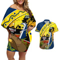 Cowboys ANZAC Day Couples Matching Off Shoulder Short Dress and Hawaiian Shirt Rosemary Starring Night Style