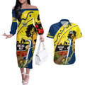 Cowboys ANZAC Day Couples Matching Off The Shoulder Long Sleeve Dress and Hawaiian Shirt Rosemary Starring Night Style