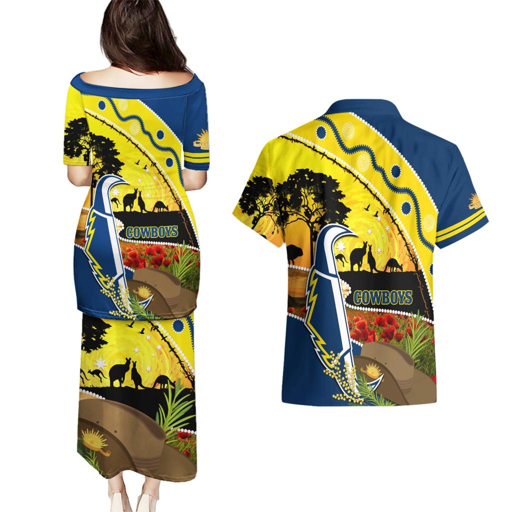 Cowboys ANZAC Day Couples Matching Puletasi and Hawaiian Shirt Rosemary Starring Night Style