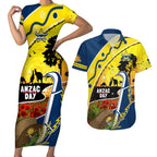 Cowboys ANZAC Day Couples Matching Short Sleeve Bodycon Dress and Hawaiian Shirt Rosemary Starring Night Style