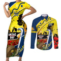 Cowboys ANZAC Day Couples Matching Short Sleeve Bodycon Dress and Long Sleeve Button Shirt Rosemary Starring Night Style