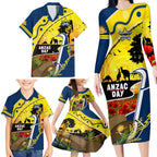 Cowboys ANZAC Day Family Matching Long Sleeve Bodycon Dress and Hawaiian Shirt Rosemary Starring Night Style