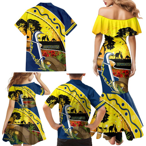 Cowboys ANZAC Day Family Matching Mermaid Dress and Hawaiian Shirt Rosemary Starring Night Style