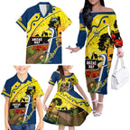 Cowboys ANZAC Day Family Matching Off Shoulder Long Sleeve Dress and Hawaiian Shirt Rosemary Starring Night Style