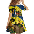 Cowboys ANZAC Day Family Matching Off Shoulder Long Sleeve Dress and Hawaiian Shirt Rosemary Starring Night Style