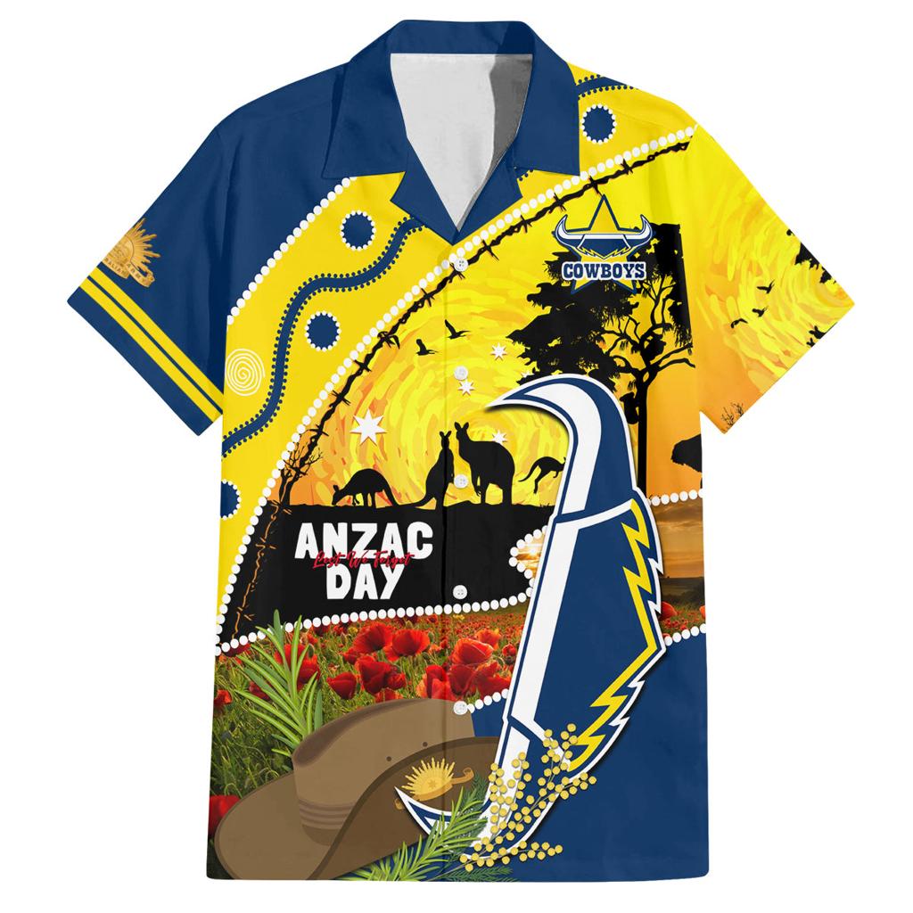 Cowboys ANZAC Day Family Matching Off Shoulder Long Sleeve Dress and Hawaiian Shirt Rosemary Starring Night Style
