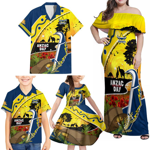 Cowboys ANZAC Day Family Matching Off Shoulder Maxi Dress and Hawaiian Shirt Rosemary Starring Night Style