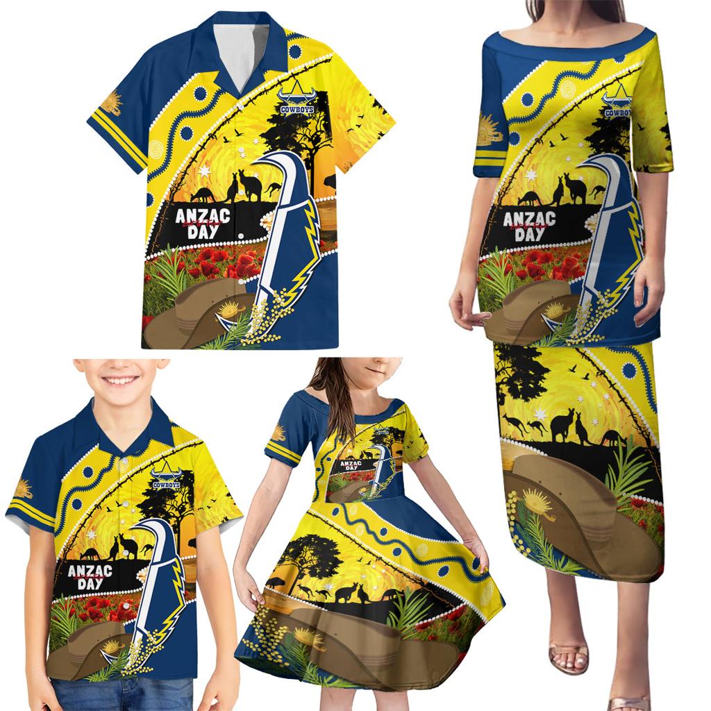 Cowboys ANZAC Day Family Matching Puletasi and Hawaiian Shirt Rosemary Starring Night Style