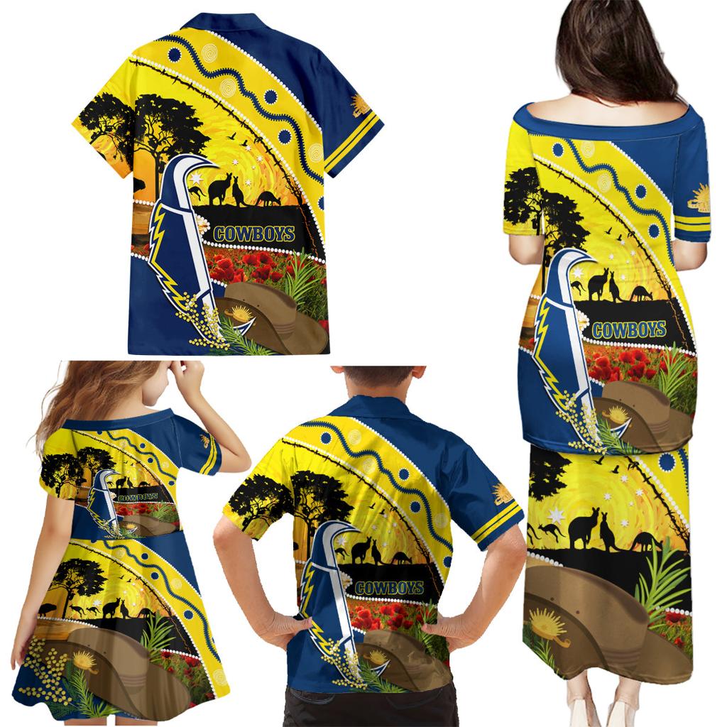 Cowboys ANZAC Day Family Matching Puletasi and Hawaiian Shirt Rosemary Starring Night Style