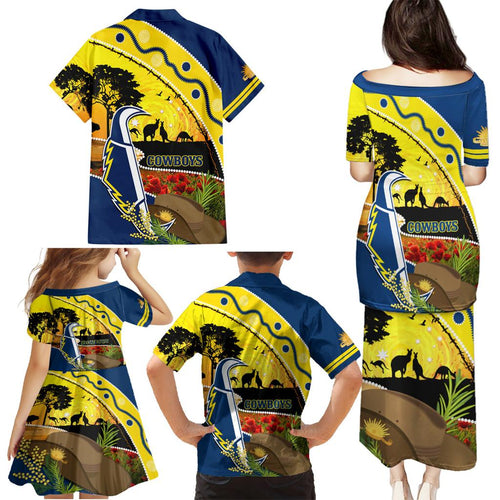 Cowboys ANZAC Day Family Matching Puletasi and Hawaiian Shirt Rosemary Starring Night Style