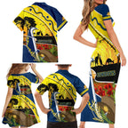 Cowboys ANZAC Day Family Matching Short Sleeve Bodycon Dress and Hawaiian Shirt Rosemary Starring Night Style