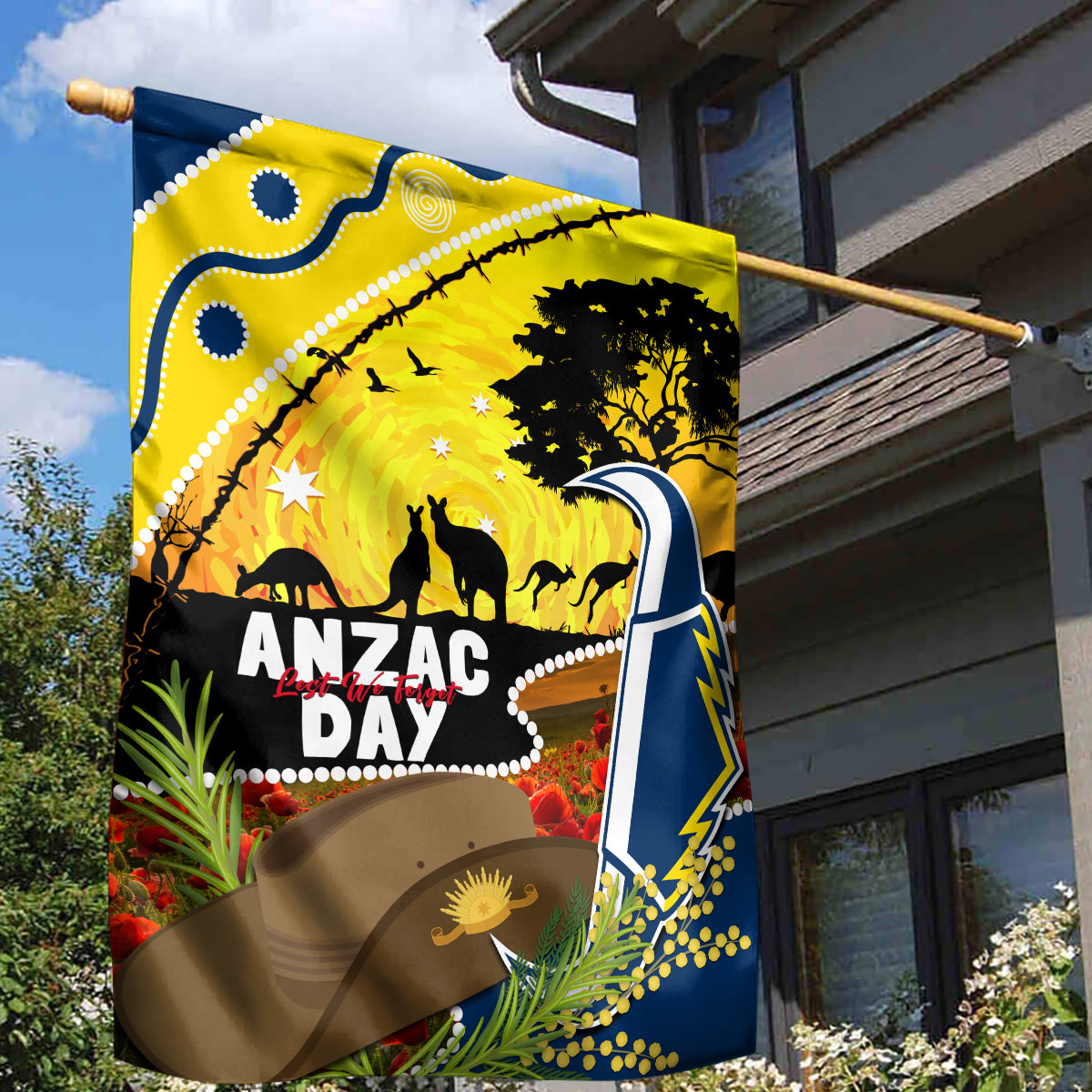 Cowboys ANZAC Day Garden Flag Rosemary Starring Night Style