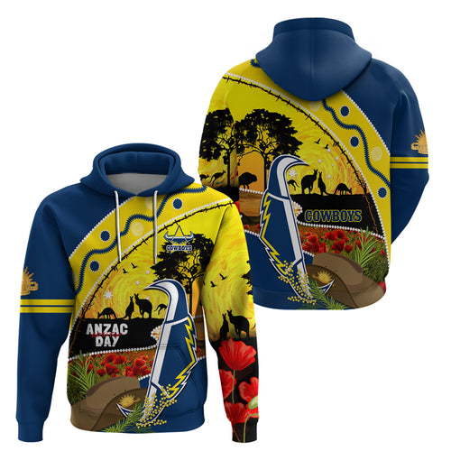 Cowboys ANZAC Day Hoodie Rosemary Starring Night Style