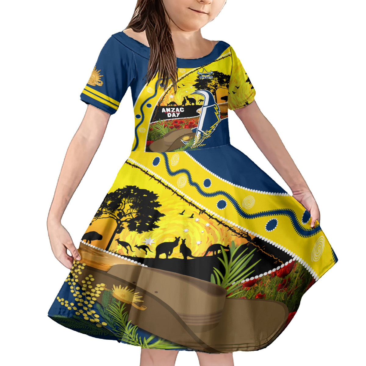 Cowboys ANZAC Day Kid Short Sleeve Dress Rosemary Starring Night Style