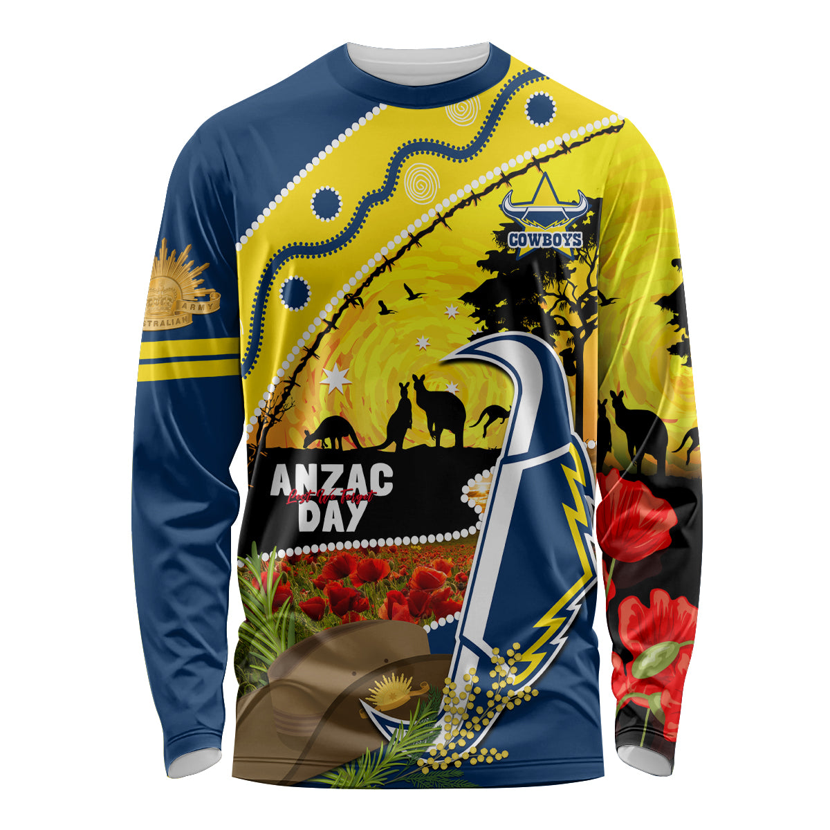 Cowboys ANZAC Day Long Sleeve Shirt Rosemary Starring Night Style