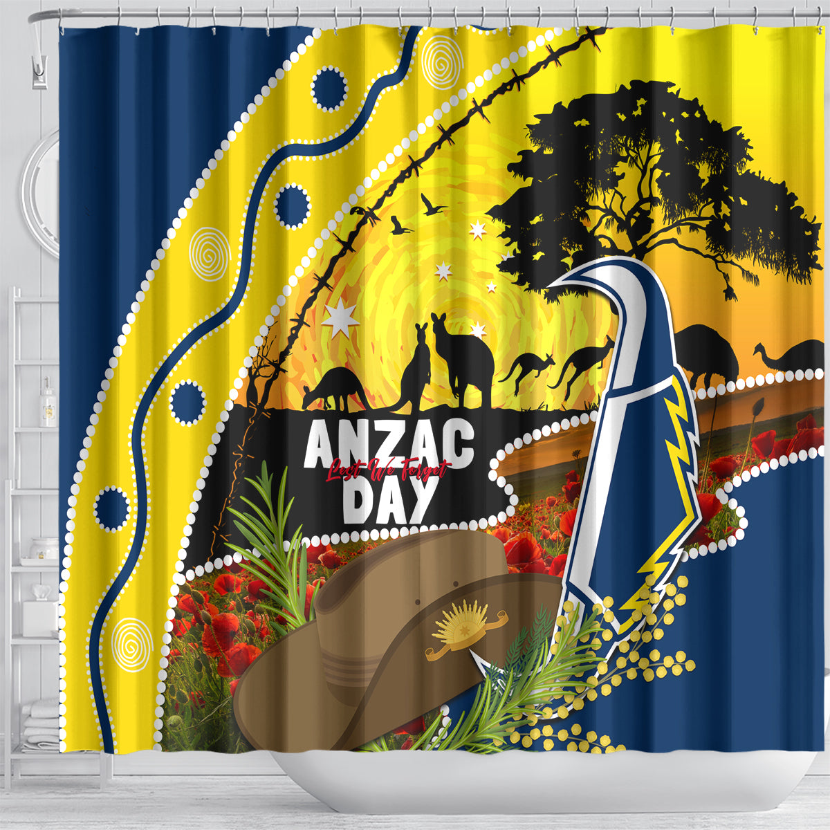 Cowboys ANZAC Day Shower Curtain Rosemary Starring Night Style