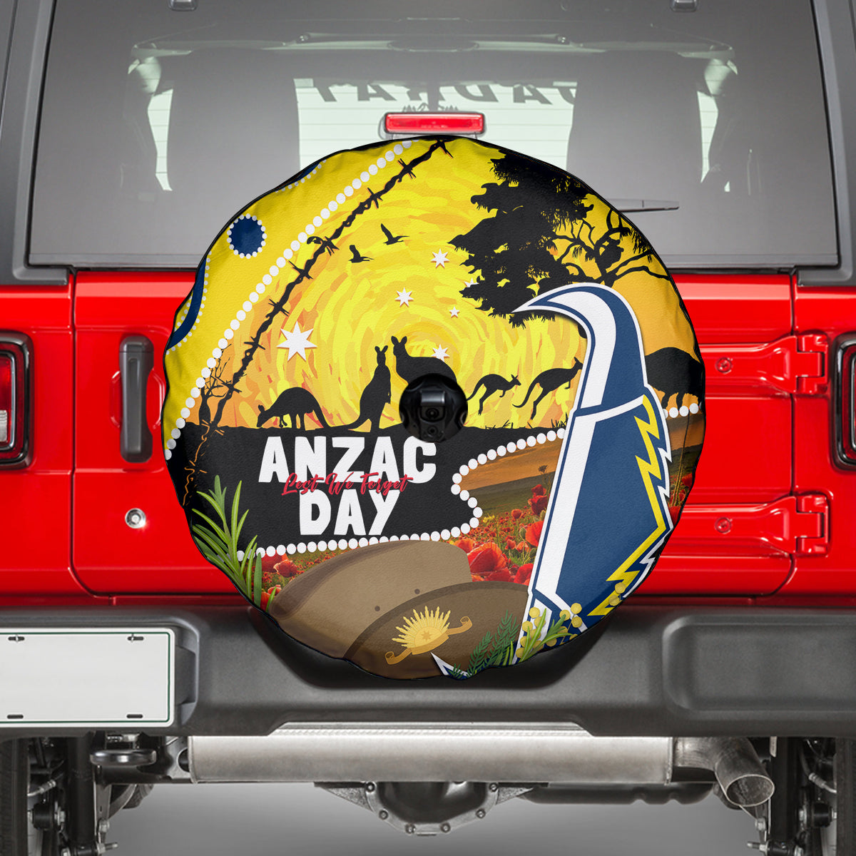 Cowboys ANZAC Day Spare Tire Cover Rosemary Starring Night Style