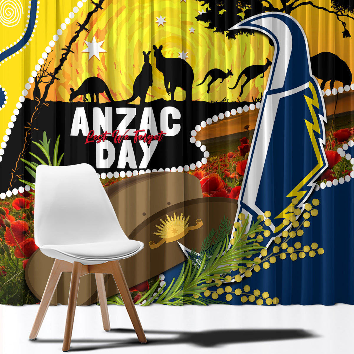 Cowboys ANZAC Day Window Curtain Rosemary Starring Night Style