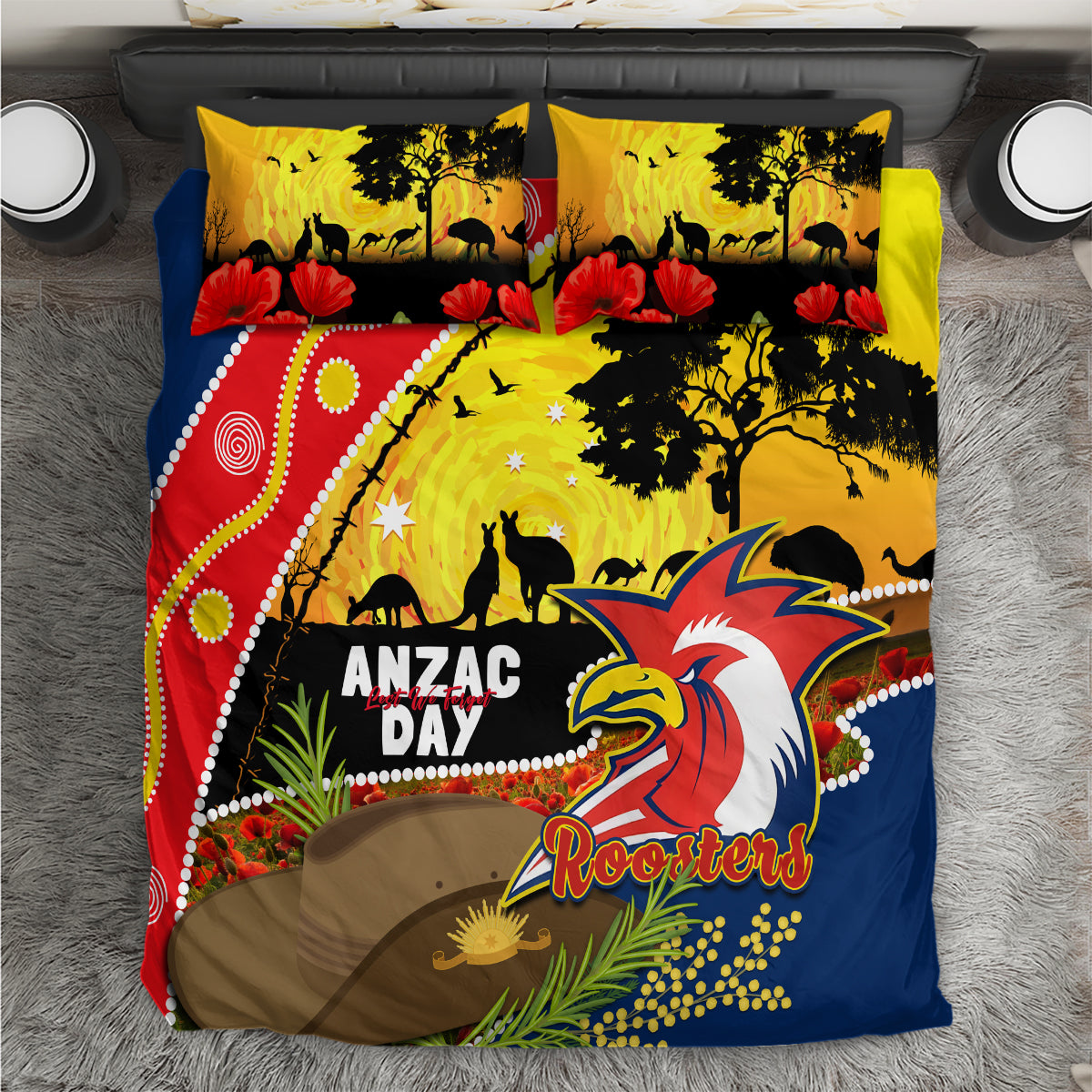 Roosters ANZAC Day Bedding Set Rosemary Starring Night Style