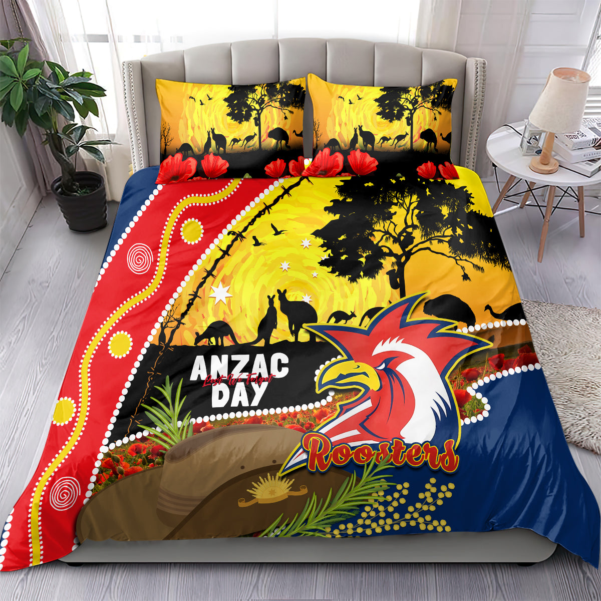 Roosters ANZAC Day Bedding Set Rosemary Starring Night Style